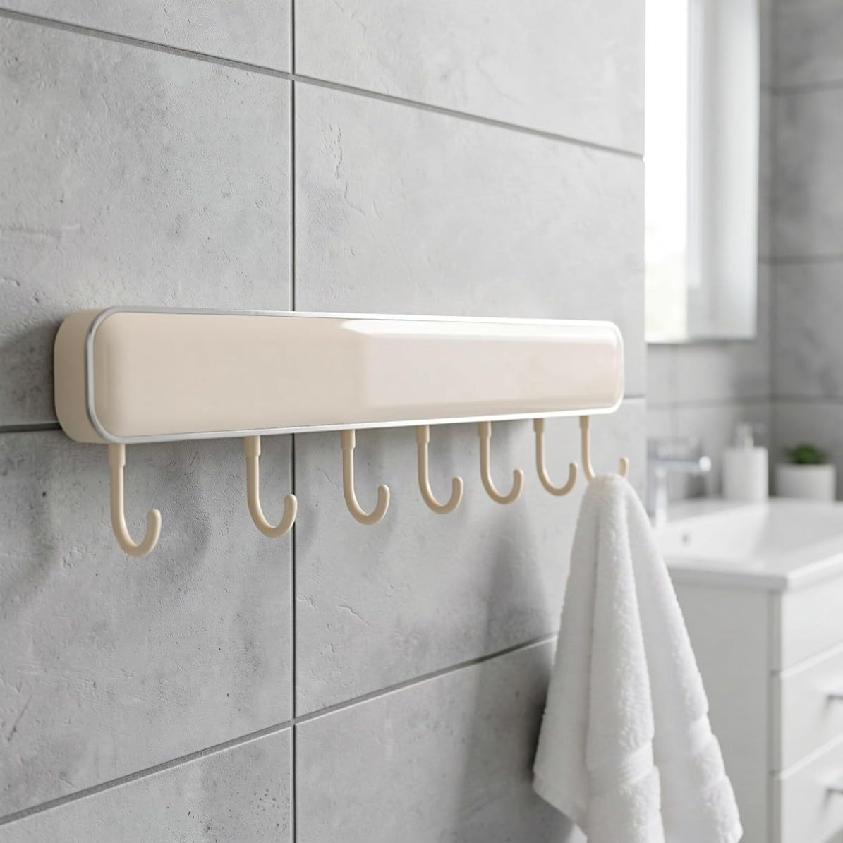 Zerodeko Wall Mounted Kitchen Utensil Hanger with 6 Sliding Hooks Rack