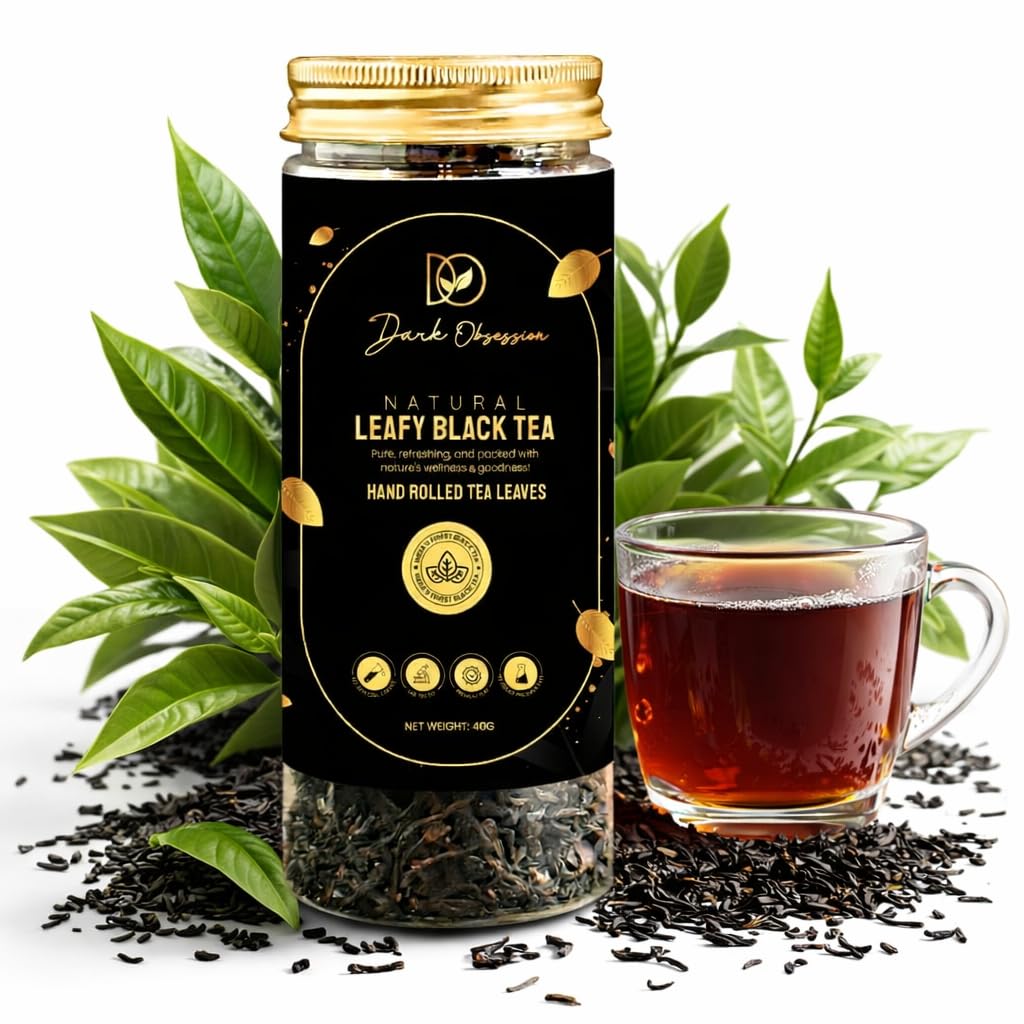 Tea | Dark Obsession | Premium Assam Tea | ANTIOXIDANT RICH | Weight Management & Detox | Pure Leaves 100% – 40 gm | Low Caffeine – helps Detox | Reusable Pet Jar