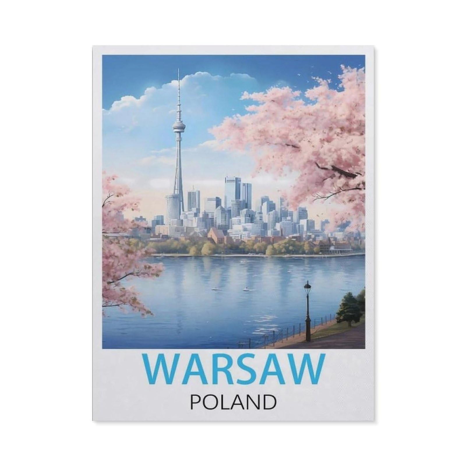 BEAYODKP 5D Diamond Painting Set for Adults and Children，Warsaw Poland Vintage Travel Posters，DIY Diamond Crystal Rhinestone Embroidery Painting（40 x 50 cm/15.74 x 19.68 inches）-BZ24