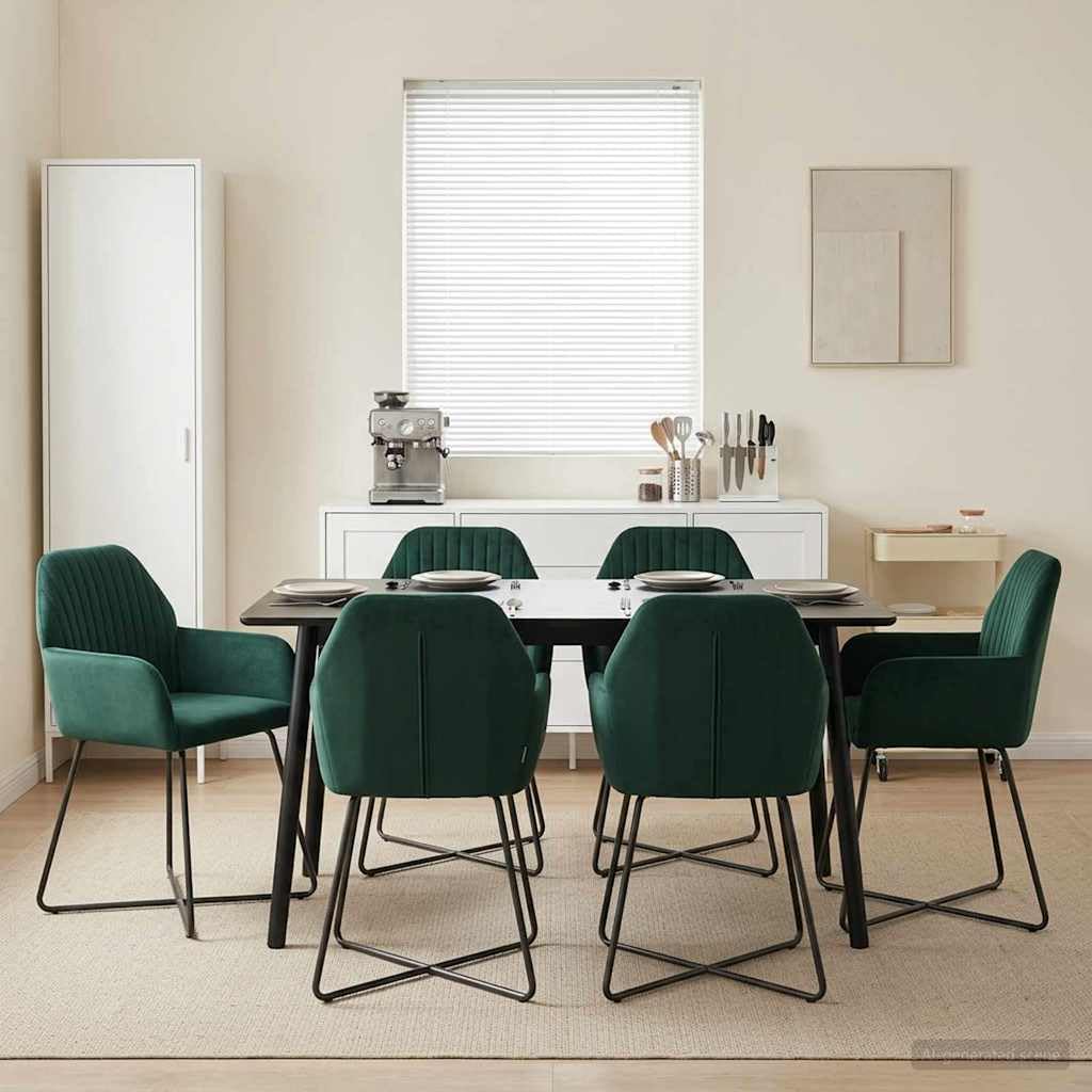 Juego de 4 sillas de comedor de terciopelo verde oscuro de 55 x 50 x 84 cm con diseño ergonómico, funda acolchada, marco de metal resistente, asiento cómodo, ideal para comedor, cocina, sala
