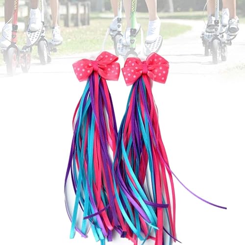 Miniatura 4 de 1 par de serpentinas de bicicleta coloridas empuñaduras de manillar de bicicleta, cintas de borla, enrolladoras de bicicleta arco iris para scooter,