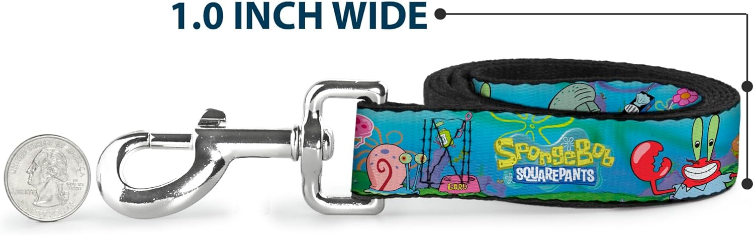 Dog Leash Spongebob and Friends Logo 6 Feet Long 1.5 Inch Wide