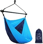 Fauteuil de hamac, balançoire portative à corde, Max 500 Fauteuil pour l'intérieur, sac à dos, Voyage, Cour arrière, Patio, Randonnée (Navy,Blue)