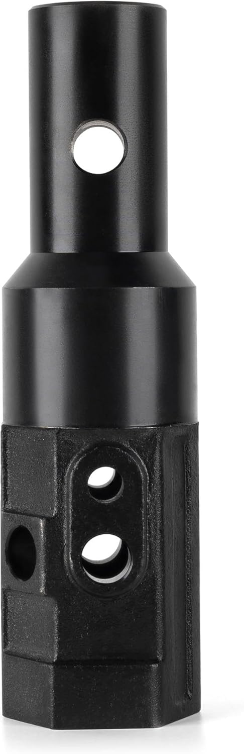 Heavy Duty Universal Adapter-2 Inch Female Hex to 2-9/16 Inch Male Round Auger Adapter - Forged from Solid Carbon Steel, Fully CNC Machined & Circumferentially Welded - Fits 3/4" or 7/8" Pins