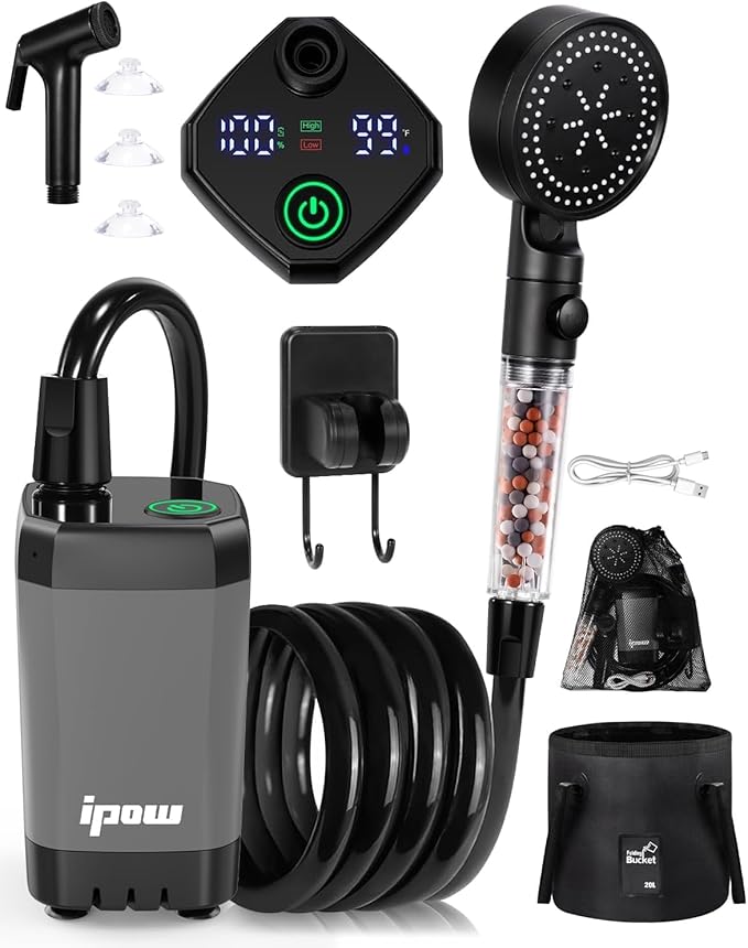 IPOW pompe douche LED camping