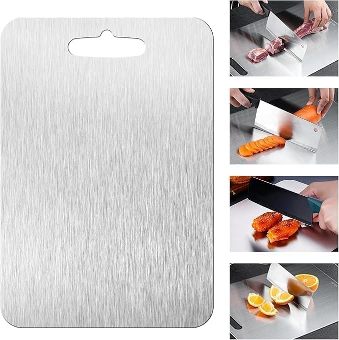 Image of Titanium Cutting Board - 100% Pure Titanium Cutting Boards for Kitchen - Cutting Edge Hygiene & Durability, Cutting Boards for Home Kitchen Cooking (18 inch x 12 inch)