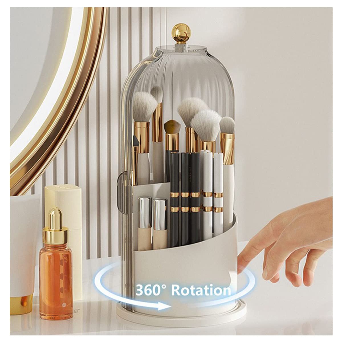 Photo 1 of **UNTESTED**
LZYLL Makeup Brush Holder Organizer with Lid-360° Rotating Luxury Cosmetic Organizer Makeup Organizer Lipstick Eyebrow Pencil Holder for Vanity Desktop Bathroom Countertop