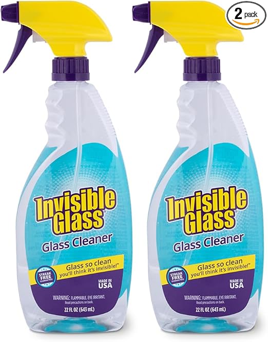 Invisible Glass 92160-2PK Premium Glass and Window Cleaner for Auto and Home Cleans Glass, Windows, Glass Cooktops, Patio Doors, and More, Streak-Free, Ammonia-Free, Tint-Safe, 22 Fl Oz, Pack of 2