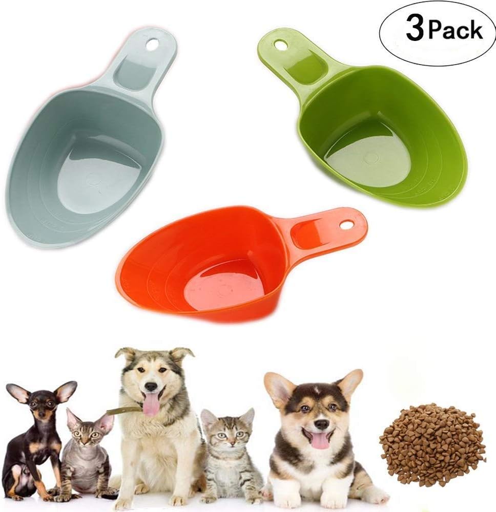 Gomech Dog Pet Food Scoop 1-Cup, Lines for 1/2 Cup and 1/4 Cup, Pet Feeding Shovel Cat Food Scoop Large Capacity Thickening Cat Dog Spoon Plastic Shovel Pet Feeder
