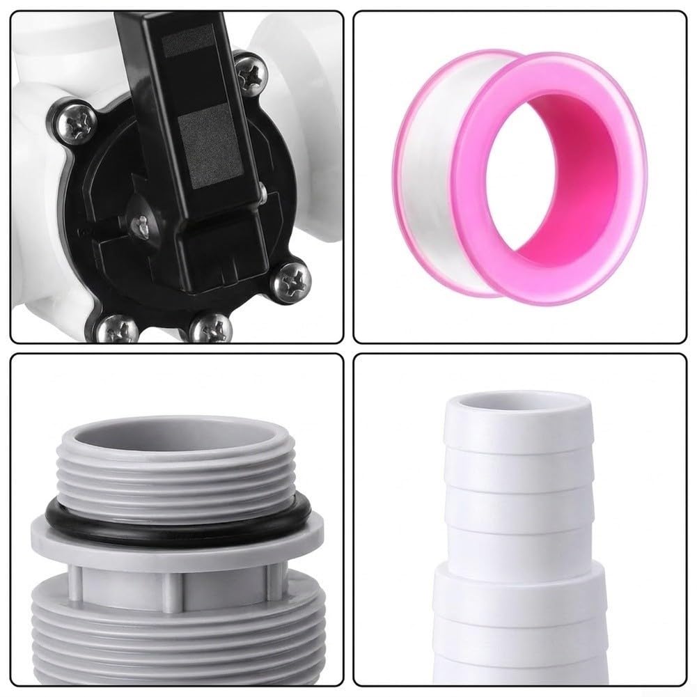 Vanne 3 Voies Piscine 1-1/2'' ABS avec Colliers(WHITE)