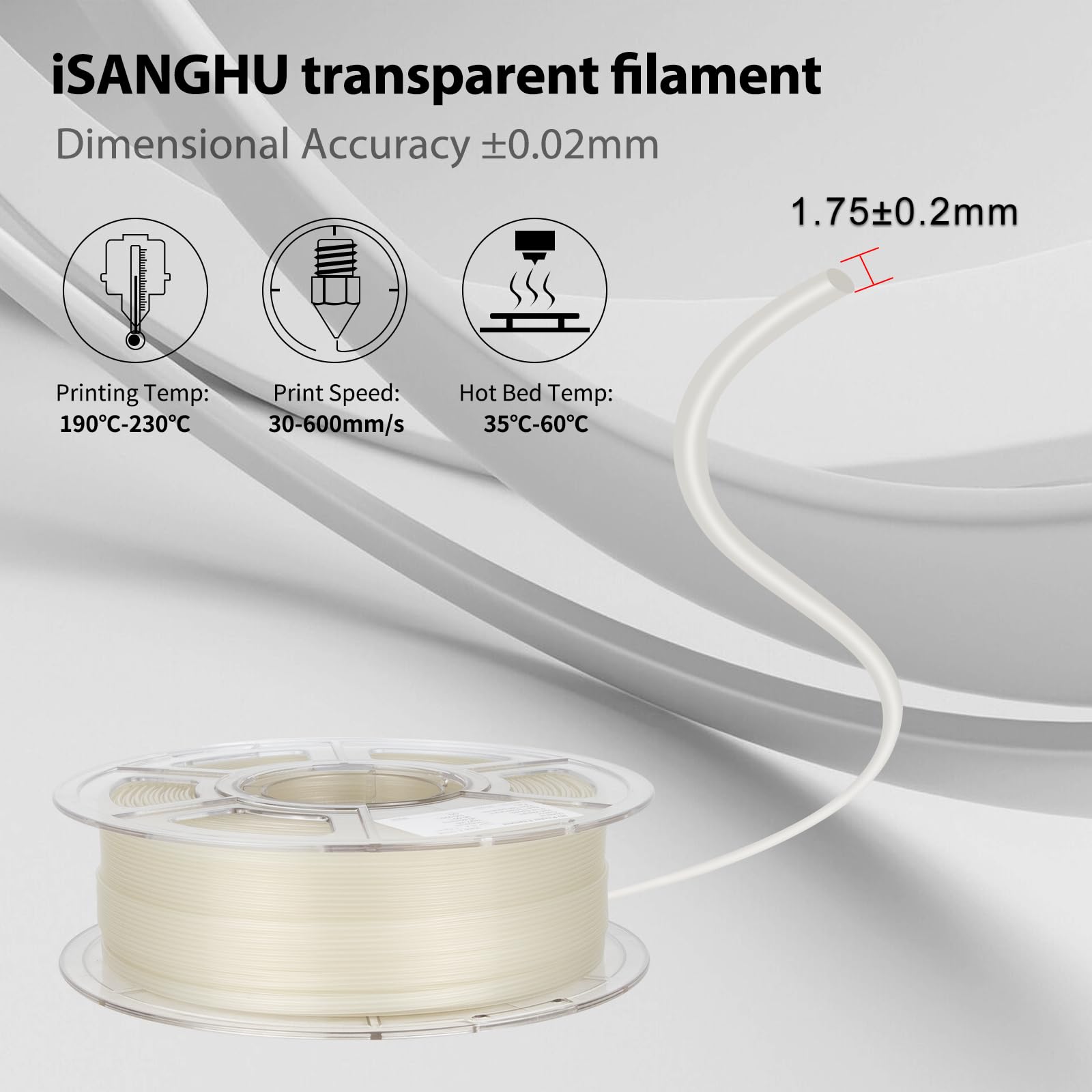 Amazon.co.jp: ISANGHU 3Dプリンター PLAフィラメント 透明 1.75mm