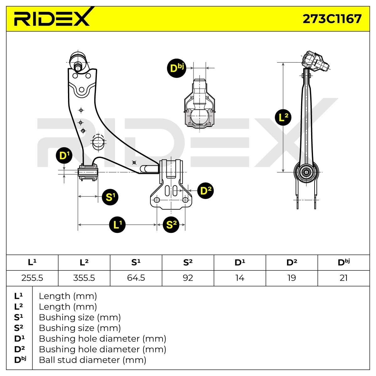 RIDEX 273C1167 Braccio oscillante sospensione ruota Anteriore Destra Compatibilità con FORD FOCUS III