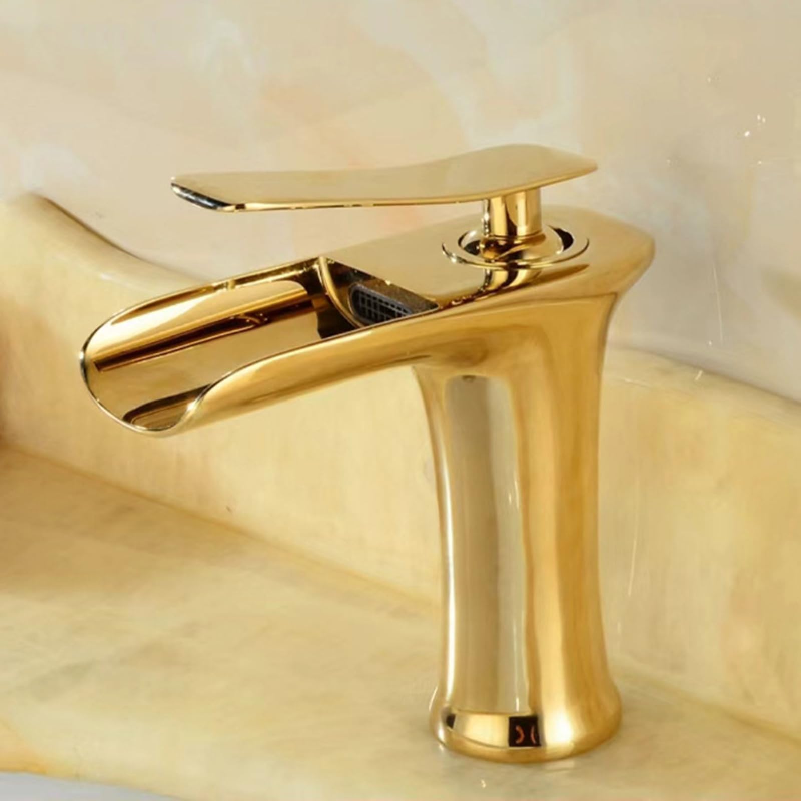 HCFYAUIS Modern Waterfall Bathroom Faucet Single Hole Lavatory Mixer High Arc Sink Tap for Stylish Bathroom Decor Contemporary Basin Mixer Easy Installation