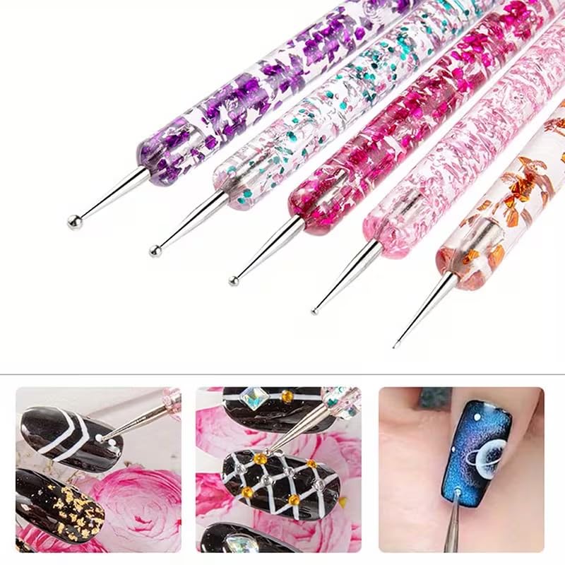 20pcs Nail Art Brush Set Professional Nail Design Brushes for Gel Polish, Acrylic Painting, Dotting and Carving, Flat Fan Liner Detail Nail Brushes Manicure Nail Tools Kit