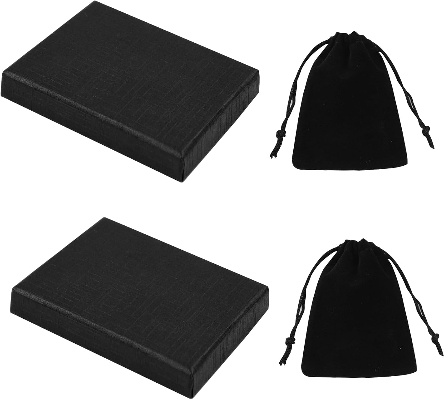 2Pcs Jewelry Gift Box with Velvet Bag Earring Bracelet Ring Necklace Cardboard Box Kraft