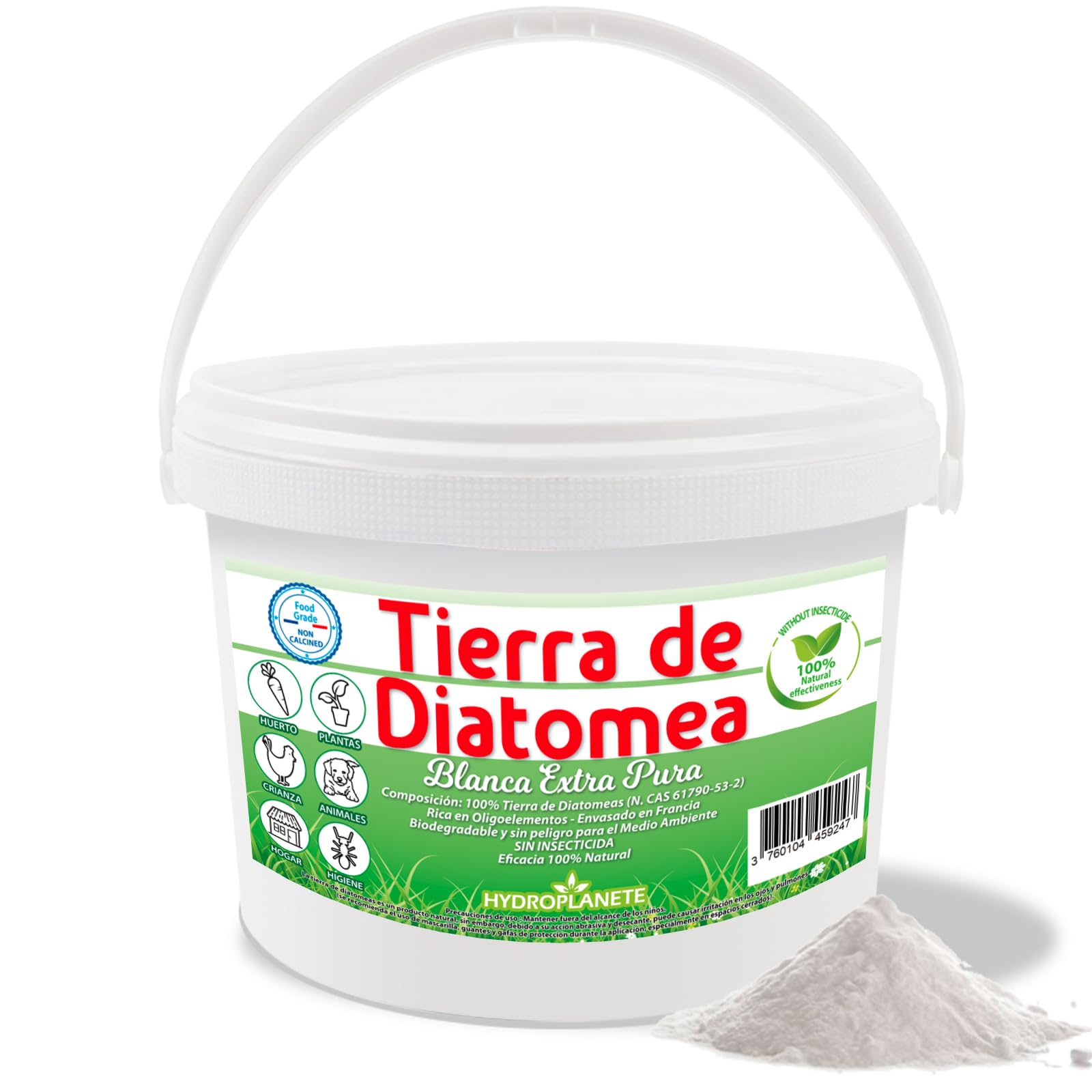HYDROPLANETE Tierra de Diatomeas Blanca 400g 1kg 2kg 5kg 10kg 20kg - Grado Alimenticio, Alta Pureza 100% Natural, Origen España (10 kg)