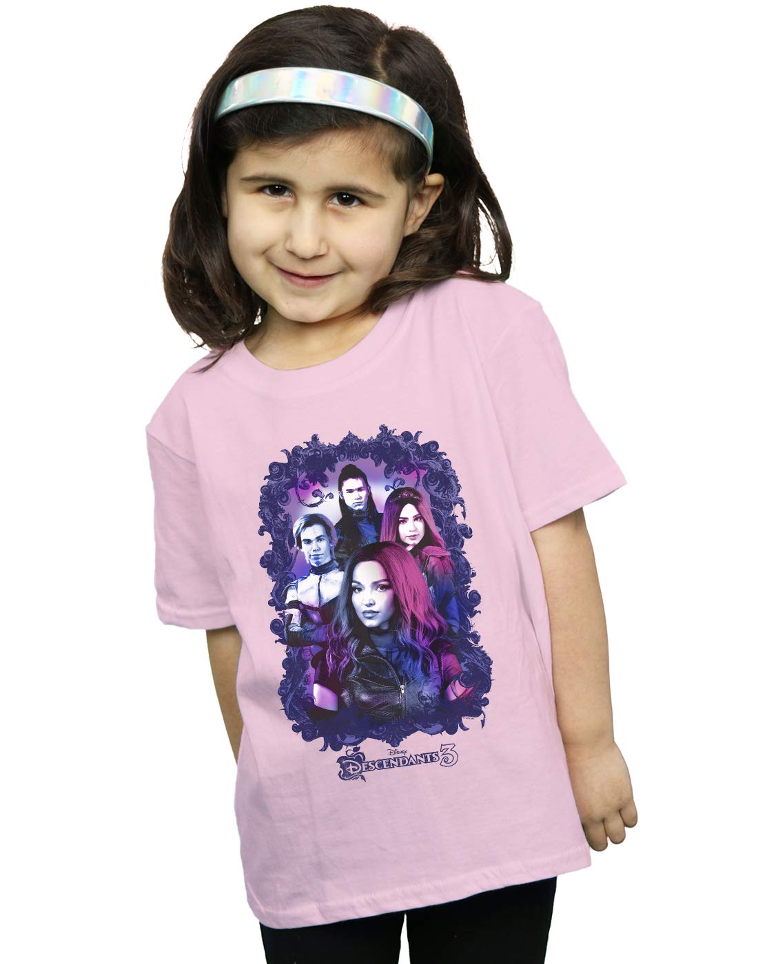 Absolute Cult Girls Baby Pink Disney The Descendants Group Attitude T-Shirt 7-8 Years