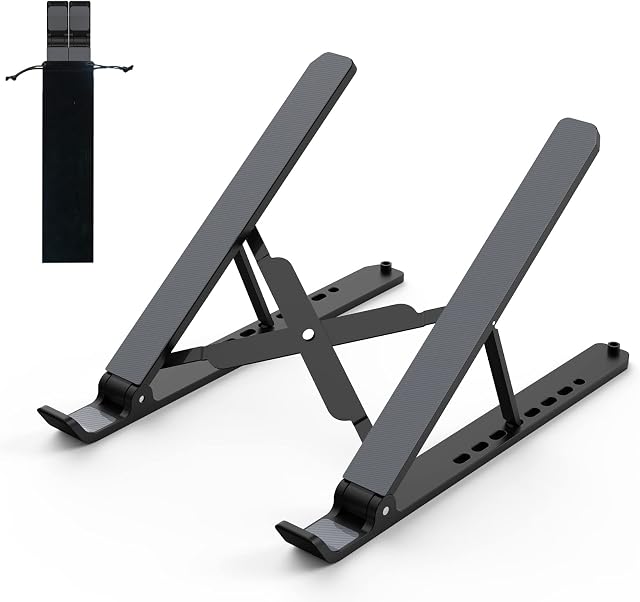 Laptop Stand for Desk, Adjustable Laptop Riser ABS+Silicone Foldable Portable Laptop Holder, Ventilated Cooling Notebook Stand for MacBook Pro Air, Lenovo, Dell, HP, More 10-15.6 Laptops,Tablet