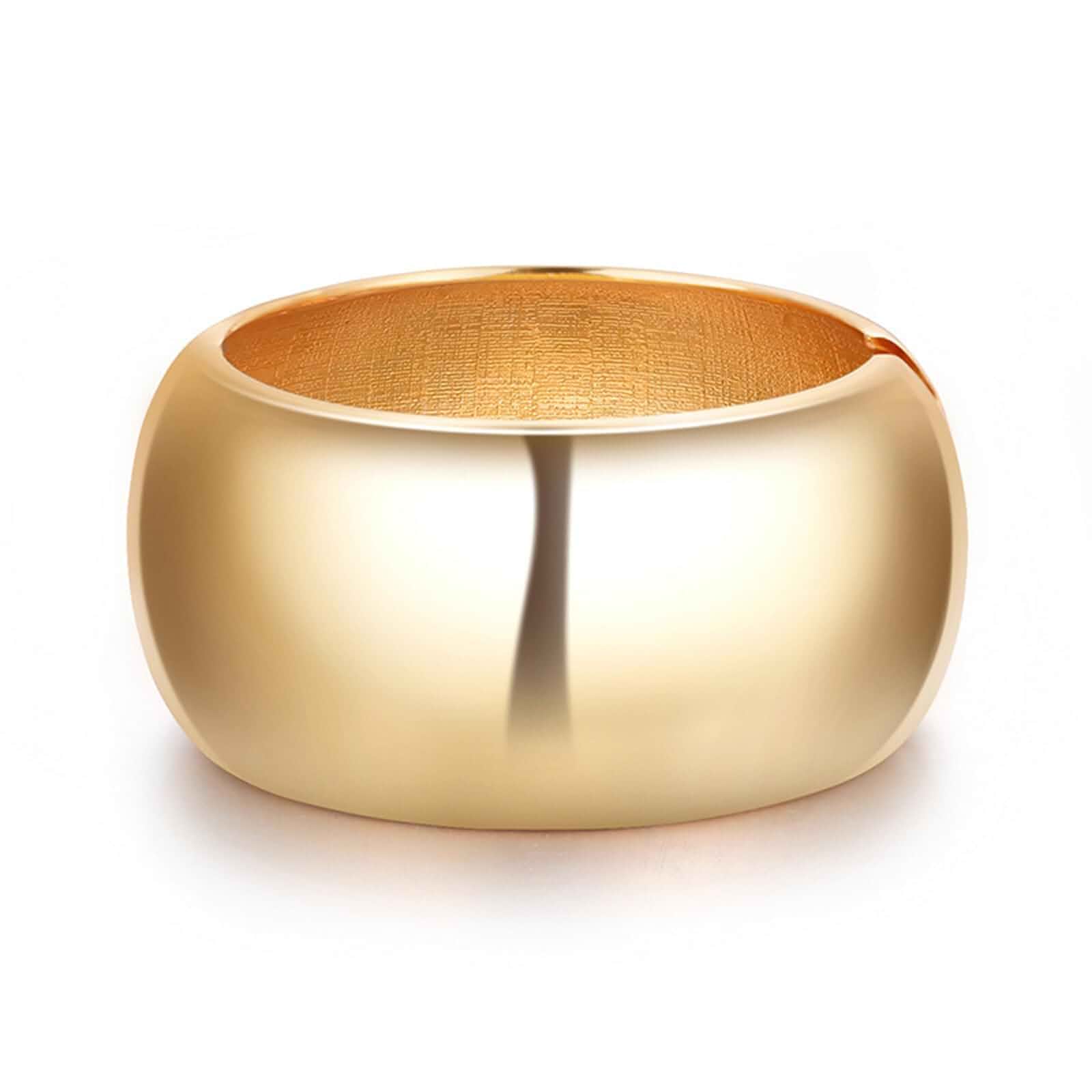Gold Bangles for Women Chunky Wide Cuff Bracelet Stackable Metal Wrist Jewelry Statement Accessory for Party Outfit Gift Adult