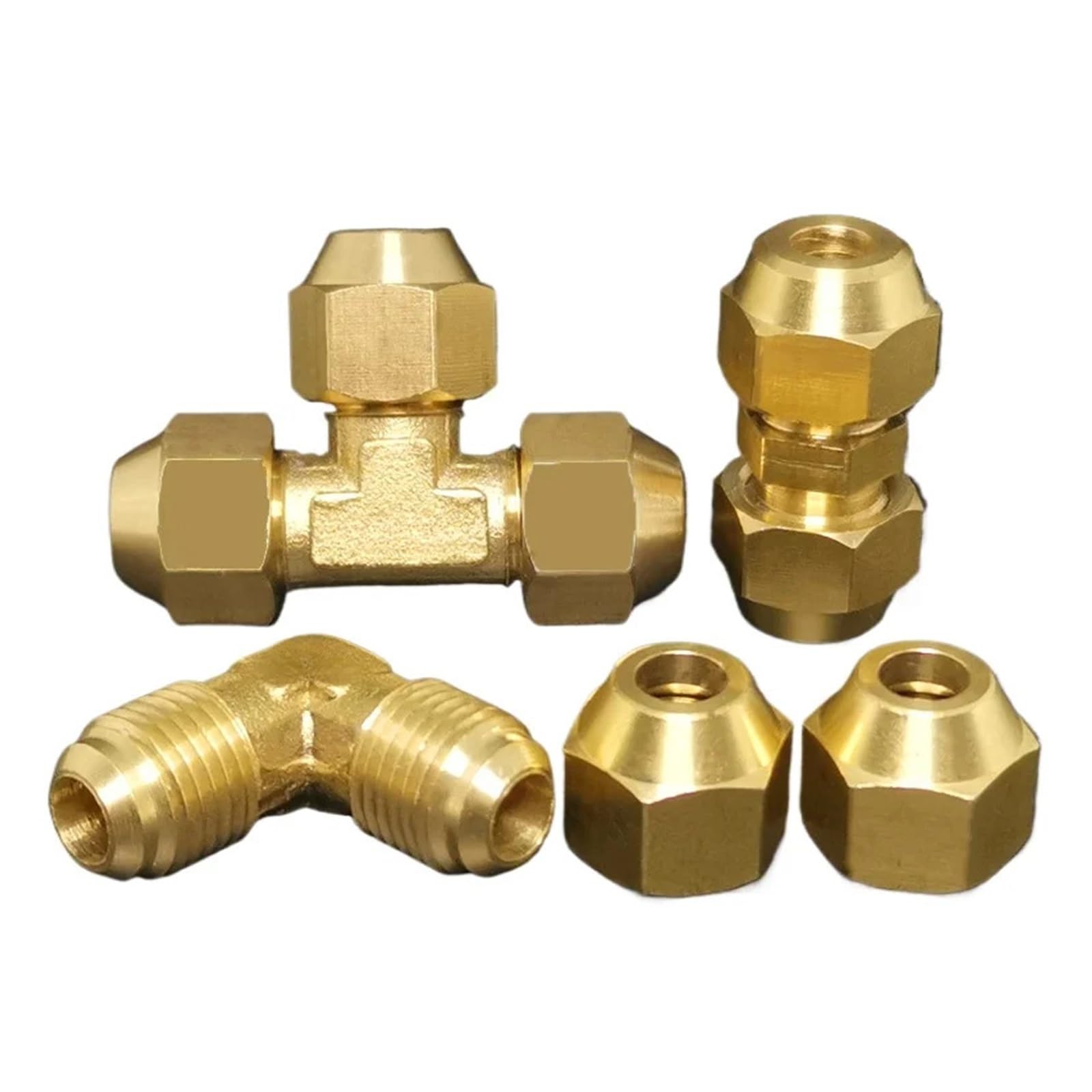 1pc 6 8 10 12 14 16 19 mm Flare Tube OD Straght Elbow Tee Brass Pipe Fitting Connector Coupler Water Gas Fuel(Tee12MM)