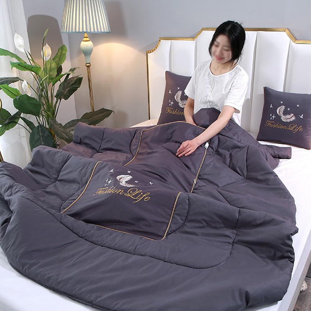 VINGAA Set Cuscino e Coperta, Set Cuscino da Viaggio e Coperta, Cuscino in Peluche Addensato, Cuscino Morbido per Coperta 2 in 1, con Cerniera, necessità di Viaggio per la Famiglia (47 * 63 Pollici)