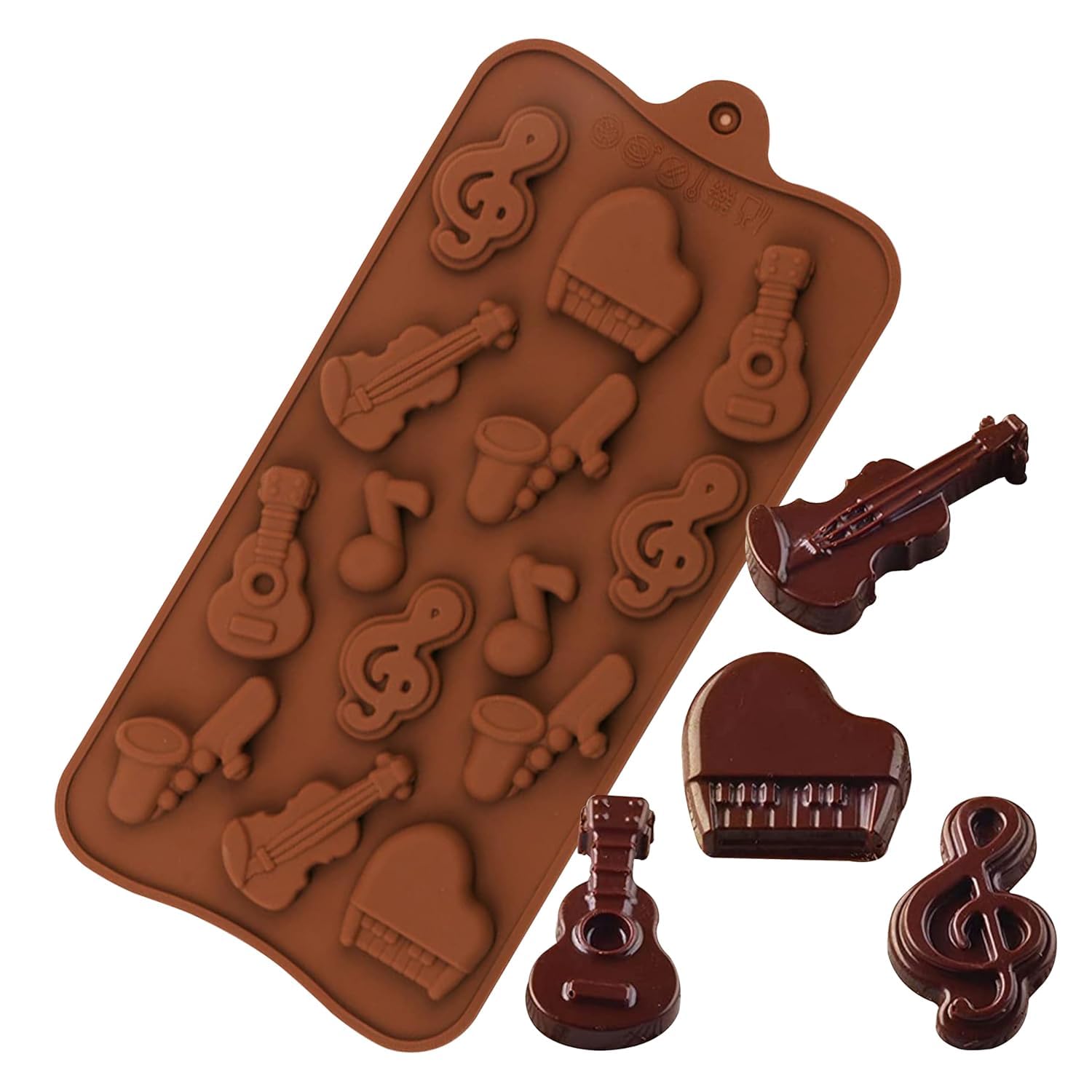 Musical Instrument Silicone Chocolate Mold Guitar Violin Flute Candy Moulds Ice Cube Fudge Chocolate DIY Jelly Gummy Cupcake Topper Birthday Theme Cake Decoration Fondant Cake Decorating Tools-image-15