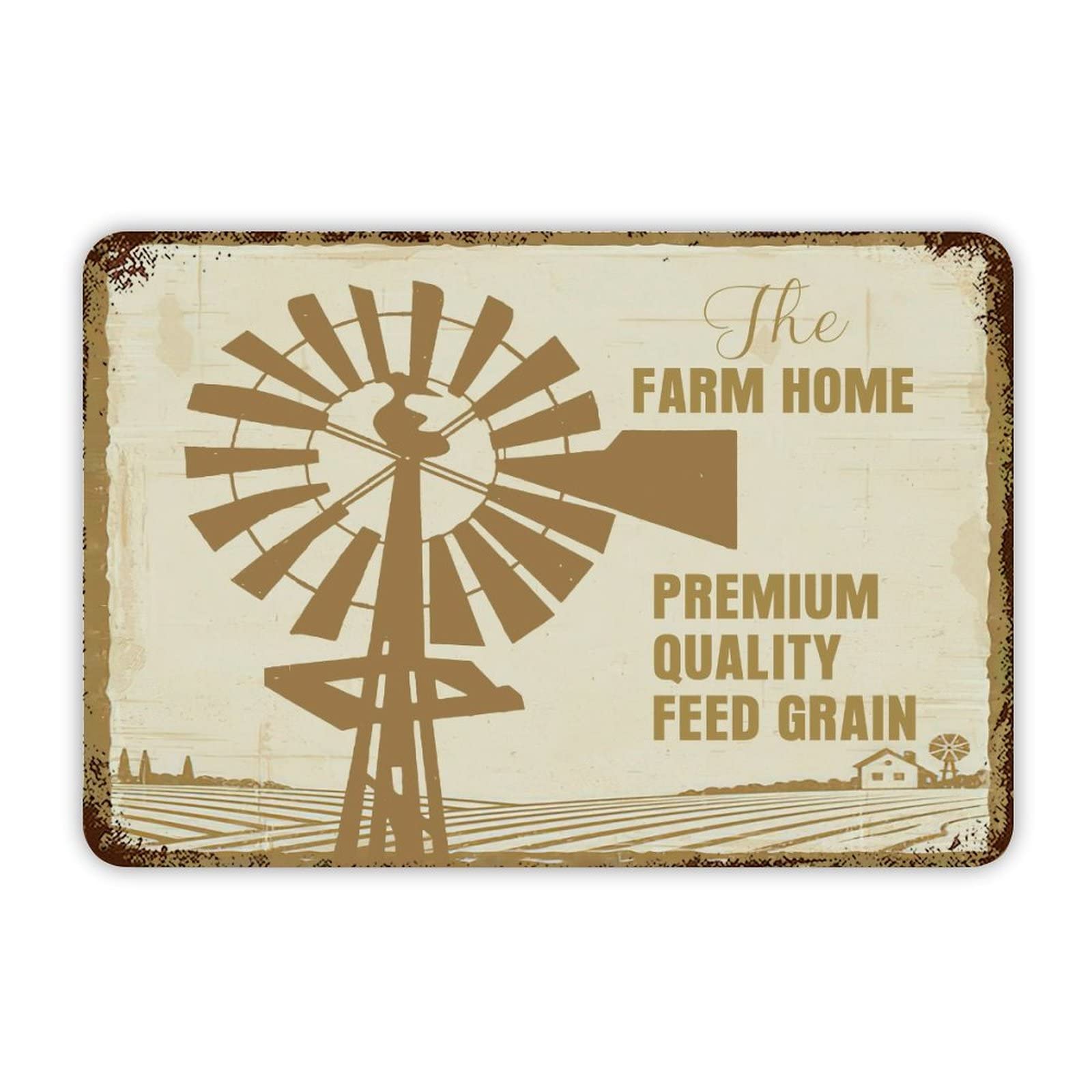 ENEDNATE Farm Home Sawyer Mill Charcoal Windmill Vintage Metal Tin Sign 12x8 inch Aluminum Sign for Kitchen Bars Restaurants Cafes Pubs Wall Decor