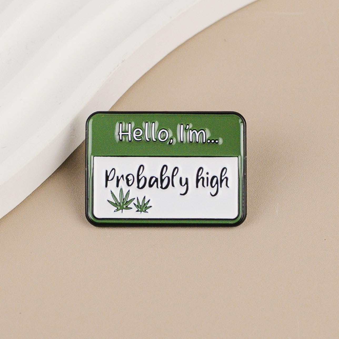 Hello I’m Probably High Enamel Pin, Stoner Cannabis Pin Brooch, Marijuana Smoker Badge Brooch, Smoking Weed Lapel Badges, Funny Gift For 420 Smoker Weed Lover, Blunt Addict Decorative Jewelry Accessories