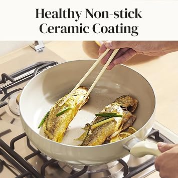 Redchef Ceramic Cookware Set 7Pcs, Nonstick Pots and Pans Set, White