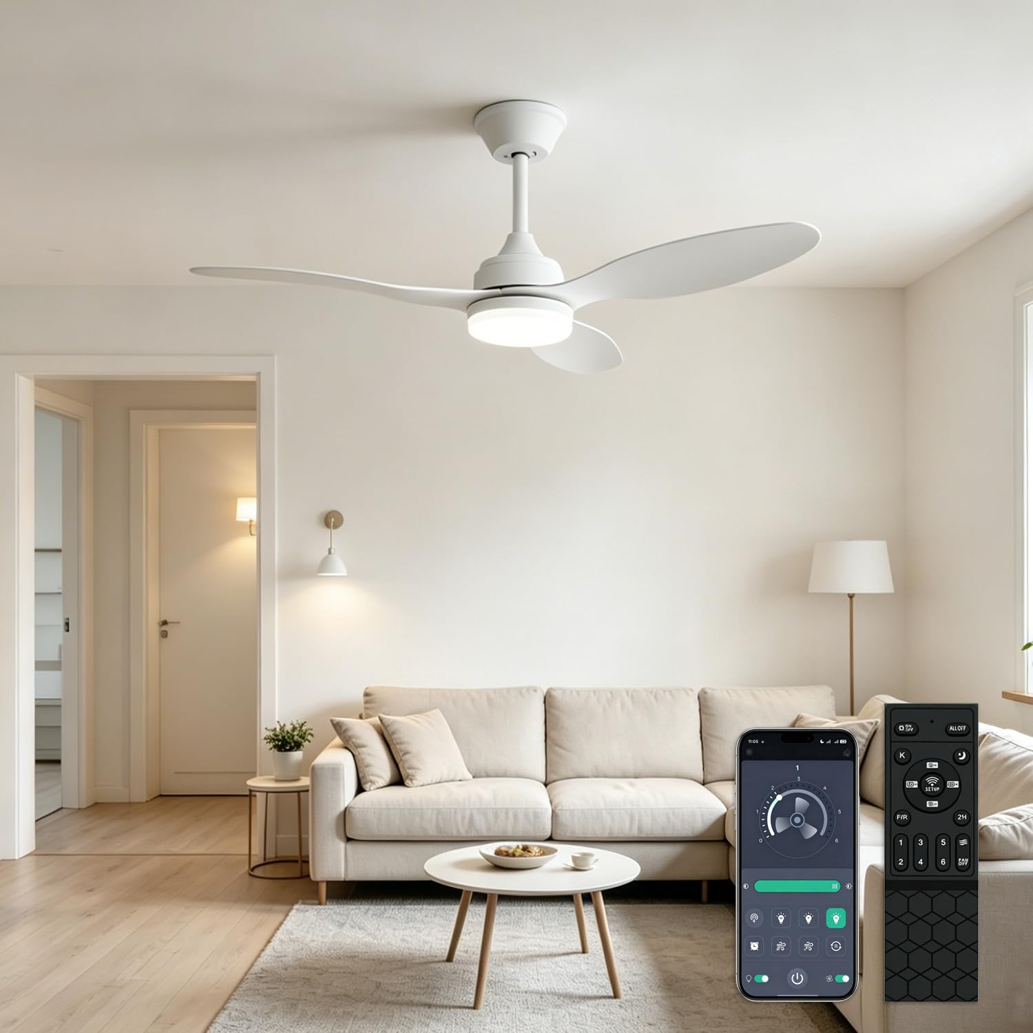 Ventilateur de plafond pour chambre avec télécommande et lumière modulable - 8