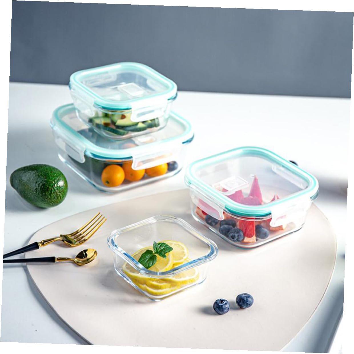 Operitacx 3 Piezas Recipiente de Vidrio para Alimentos, Cuenco Simple