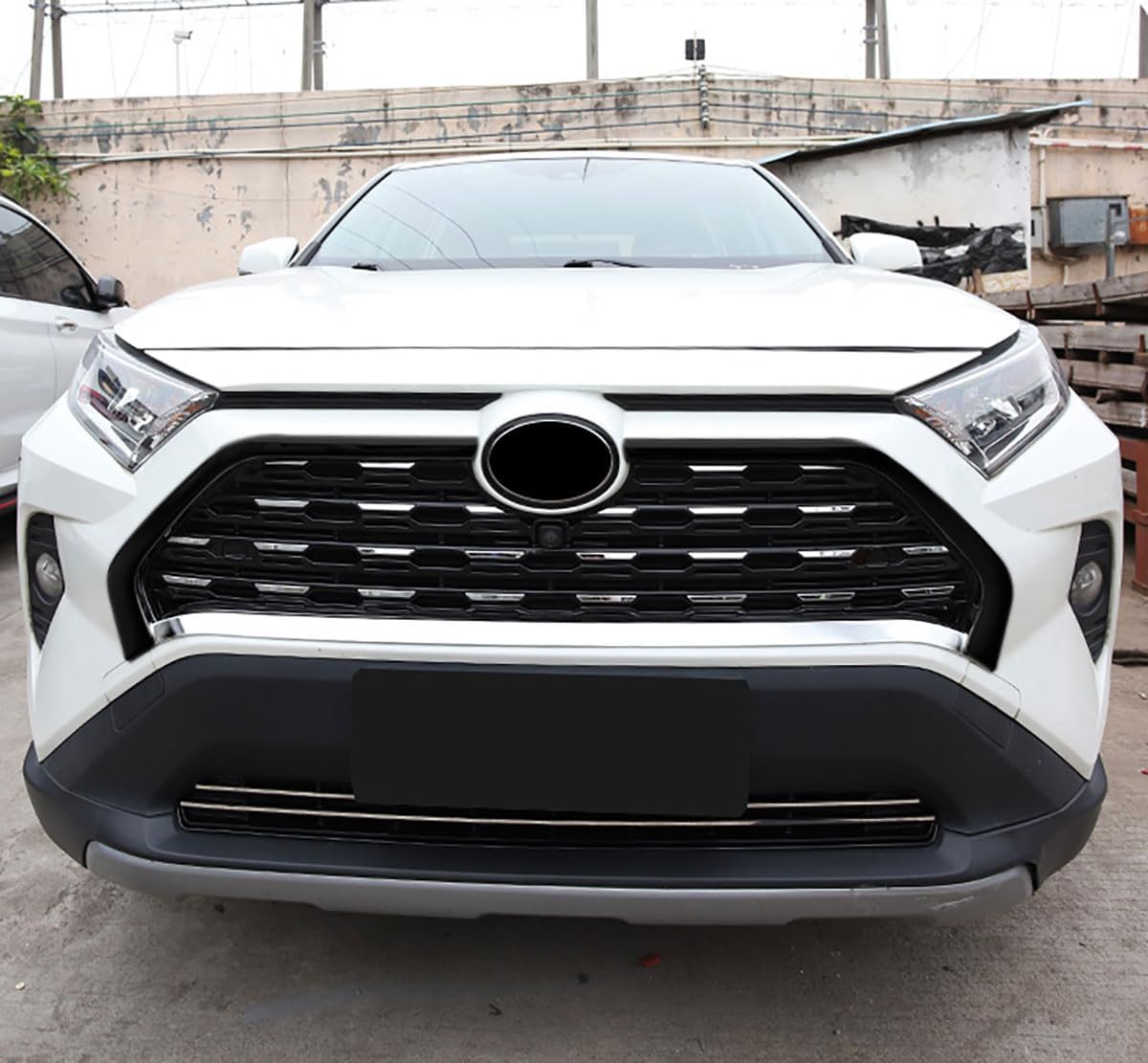 Front Grille Stripe Cover Compatible With Toyota RAV4 2025 2024 2023 2022-2019 Front Bumper Grille Strip Frame Trim Exterior Car Accessories 2PCS(Glossy Black Style) Not For Adventure