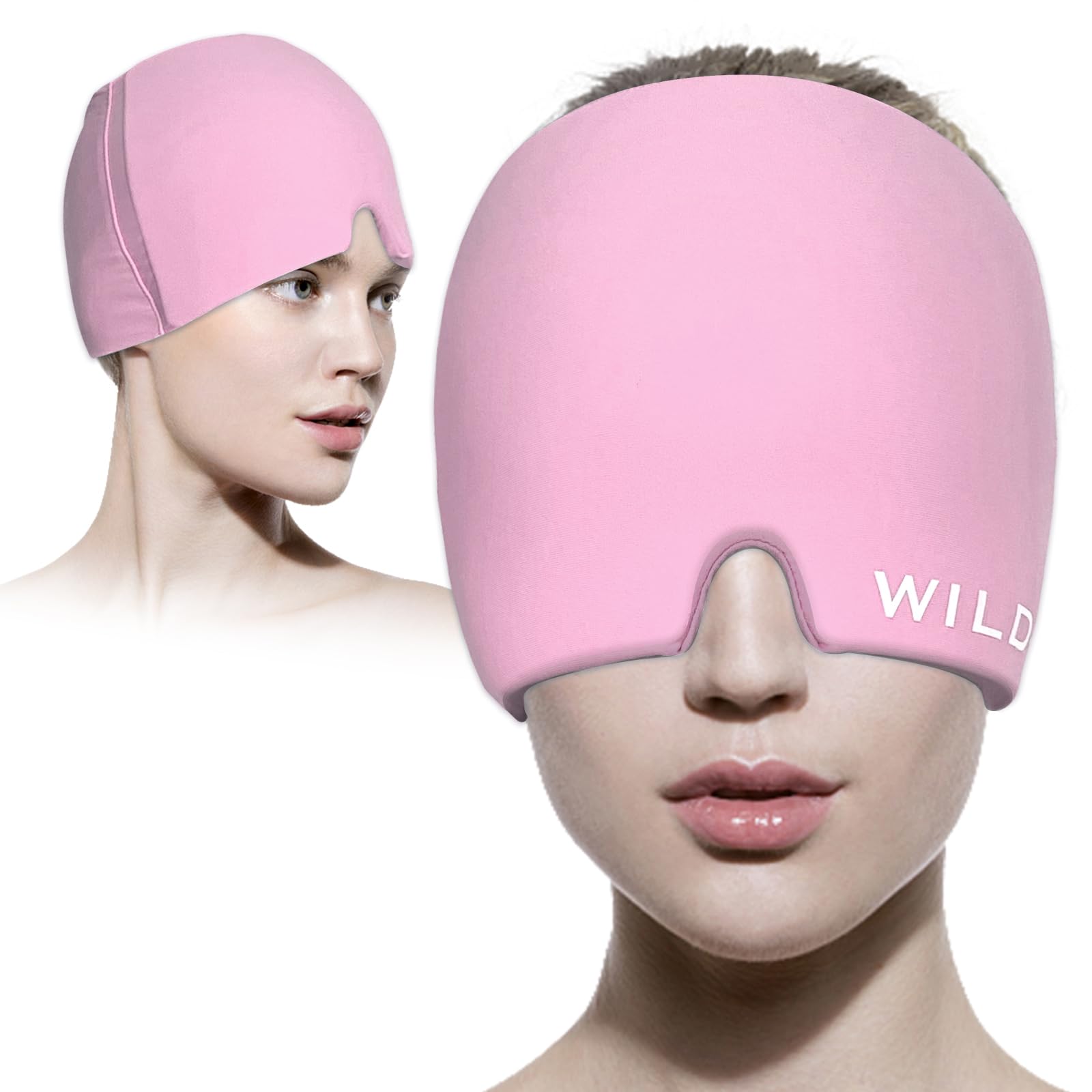 Headache Relief Cap, Cold & Hot Therapy Gel Migraine Relief Hat, Reusable Heat Ice Compress Migraine Cap (Pink)