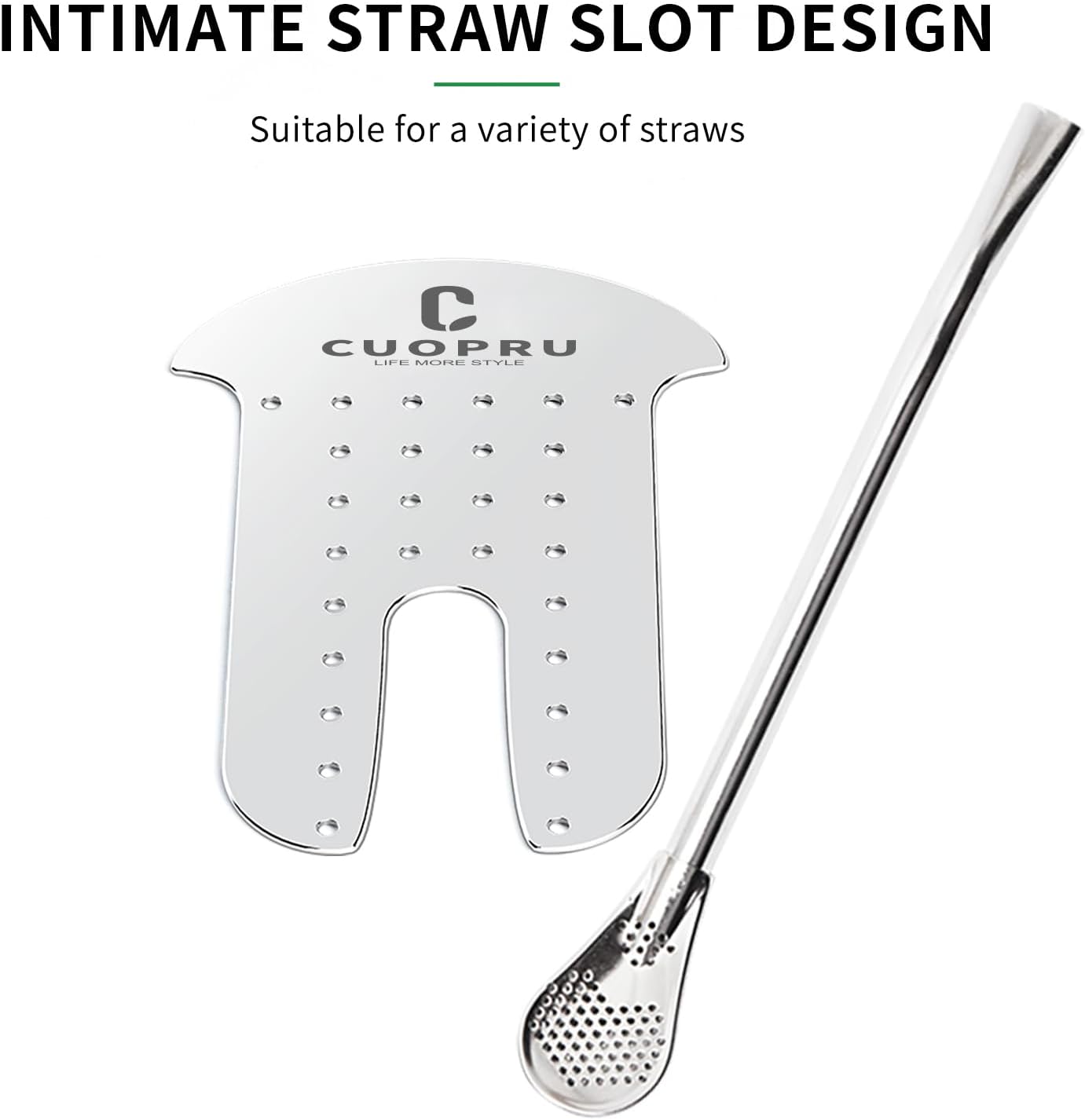 Yerba Mate Cup - Mate Gourd Set Includes Double Walled Stainless Steel Tea Cup, Tea Shaper set, Bombilla Straws, Cleaning Brush (Wood Grain) - Image 7