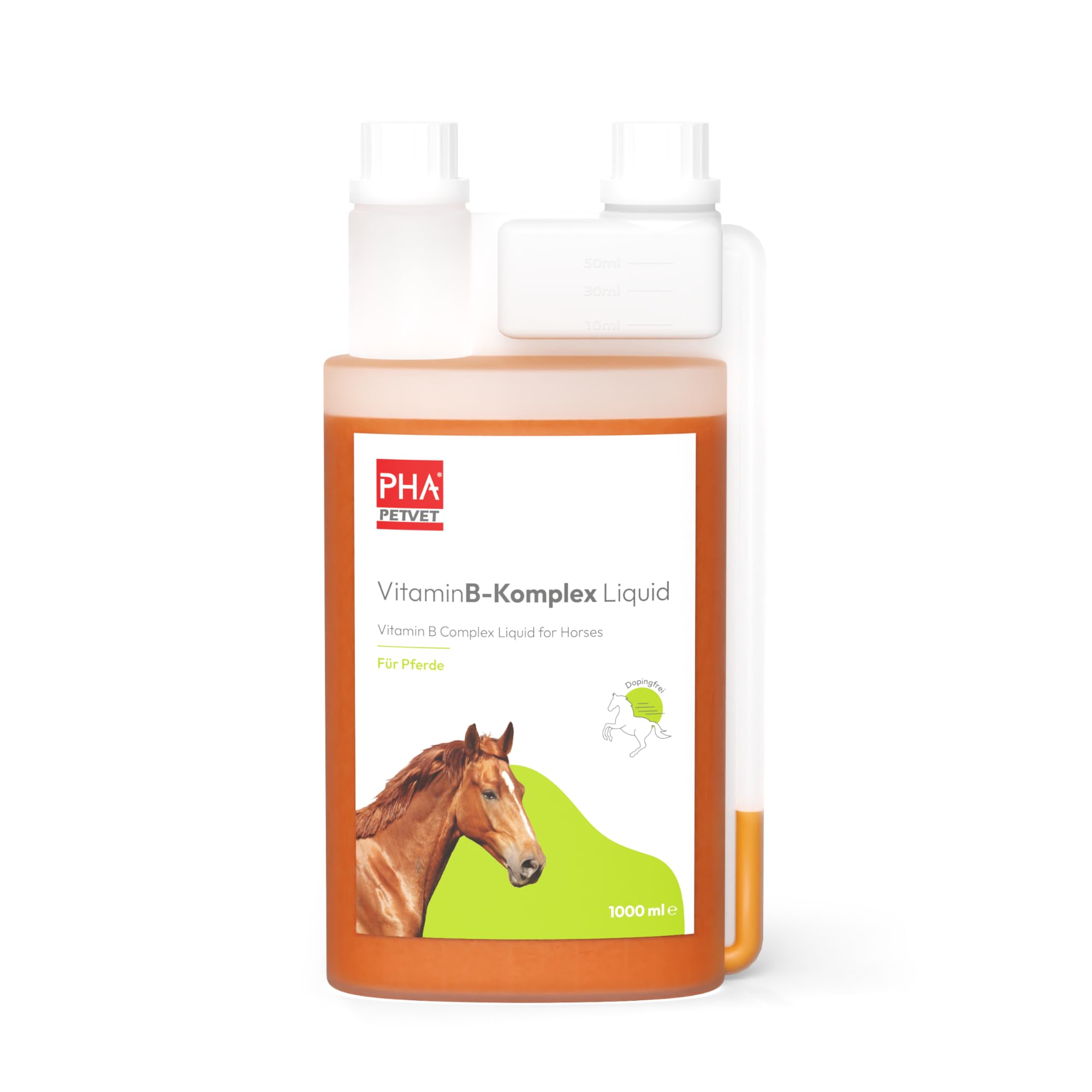 PHA Vitamin B Komplex Liquid für Pferde, gegen Stress, für Nerven, Haut, Fell, Hufe, bei B-Vitamine Mangel, zur Unterstützung der Regeneration, 1L