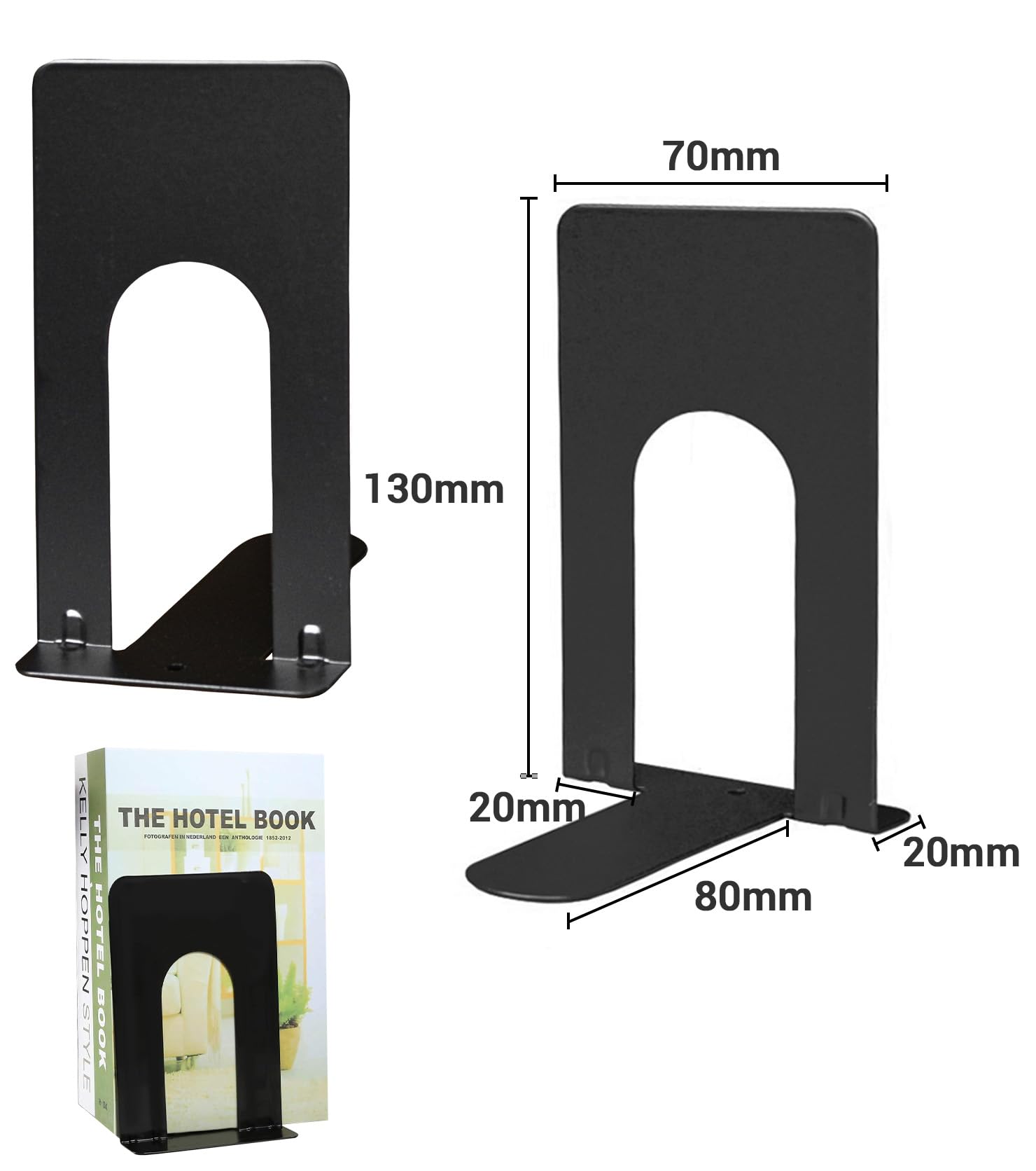 6 works of Metal Bookends, Bookends, Reading Stand, Book Holder Shelf, Book Holder for Children Office, School, Home, Library - Image 2
