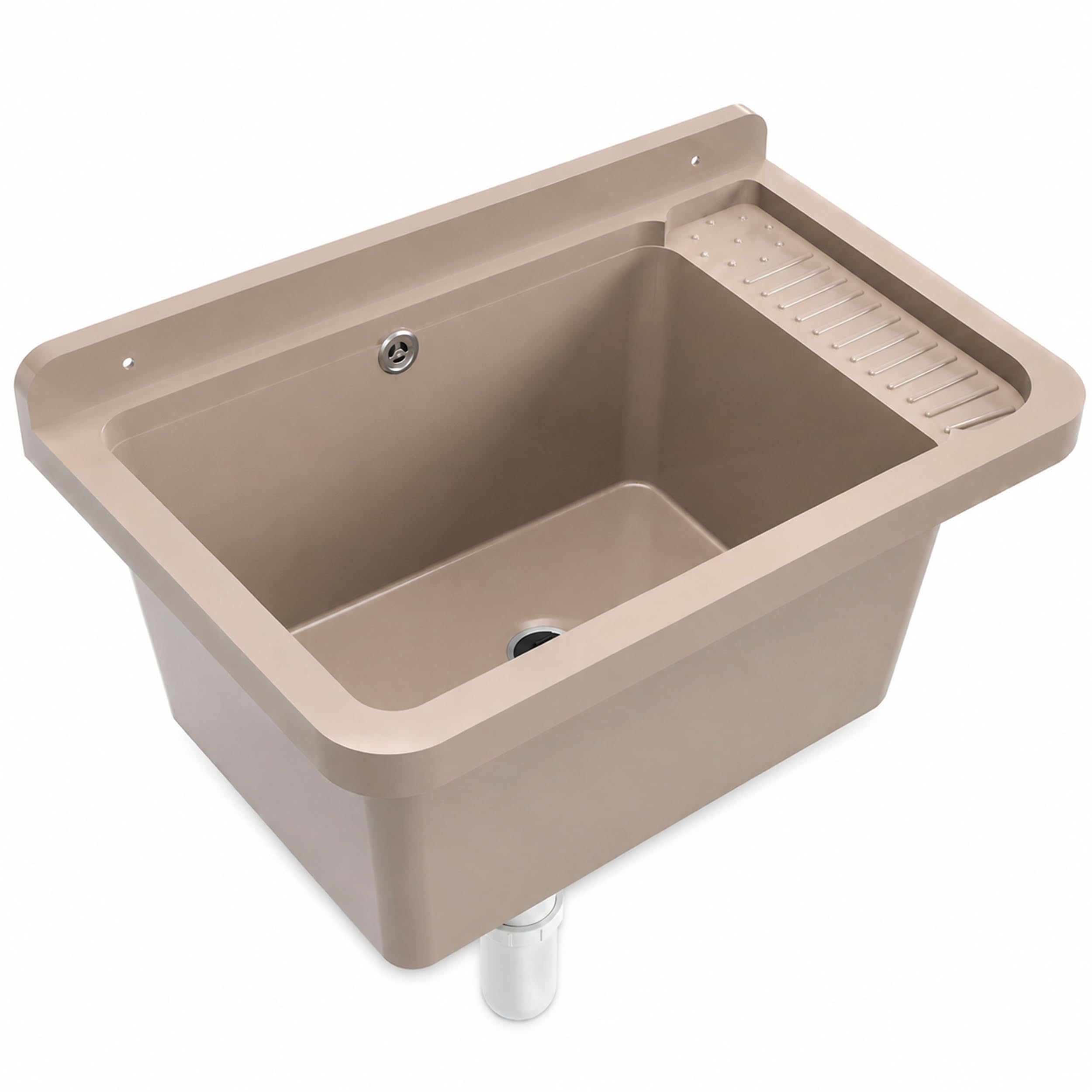 Cuenca de desagüe Fregadero Lavabo Lavadora Exterior para Jardín, Garaje, Bodega, Cocina, Taller Gran Cuenca (Beige)