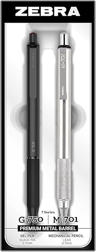 Miniatura 12 de Zebra Pen Juego de escritura de acero inoxidable, lápiz mecánico M-301 y bolígrafo F-301 de 0.028 in, tinta negra, ideal para tomar notas, bocetos y