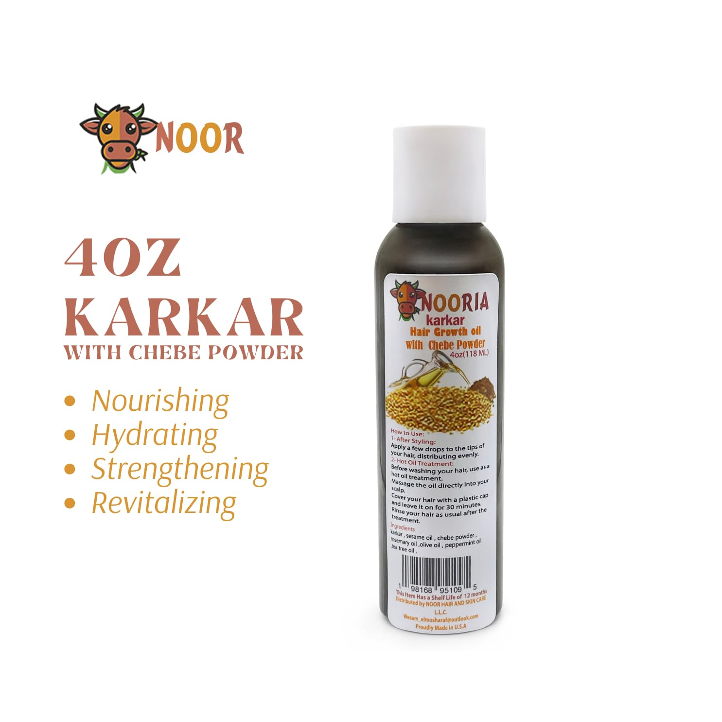 Karkar Hair Growth Oil with Authentic Chebe Powder For Hair Health,Deep Moisturizing,itchy Scalp Relief,Contains Sesame|Rosemary|Olive|Peppermint|TeaTree Oil & karkar Oils 4 oz