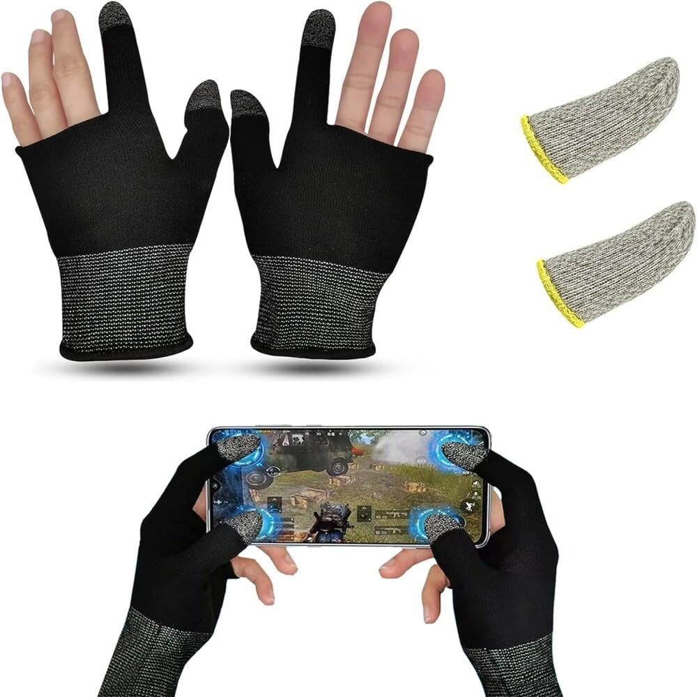 PUBG mobile game gloves, touch screen gloves, conductive fiber fingertips, sweat-proof, non-slip, ultra-thin, breathable universal touch screen gloves, suitable for Android IOS mobile games