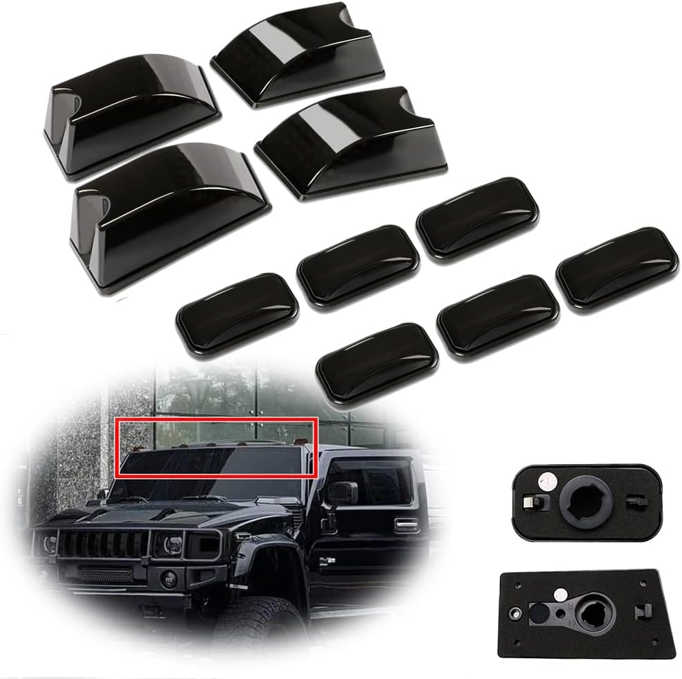 10pcs Smoked Lens Front Rear Cab Roof light Housing Kit Compatible with 2003-2009 Hummer H2, 2005-2009 Hummer H2 SUT Top Clearance Marker Front Rear Cab Roof lamp Shell