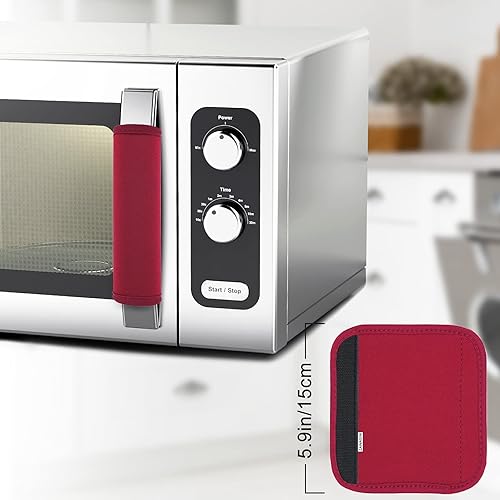 Vista 57 de 5 piezas de cubierta de manija de puerta de refrigerador, lavable para electrodomésticos de cocina, nevera, horno, microondas, lavavajillas, Cian