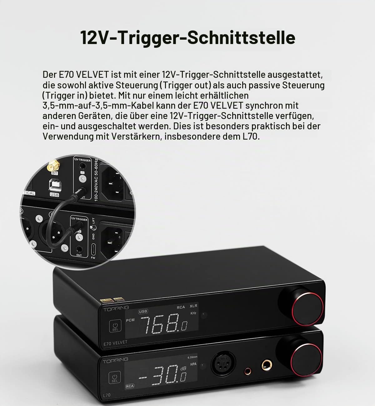 Fanmusic Topping E70-VELVET DAC AK4499EX XU316 RCA XLR Bluetooth 5.1 Unterstützung LDAC Übertragung Low-Noise Voltage Reference Decoder