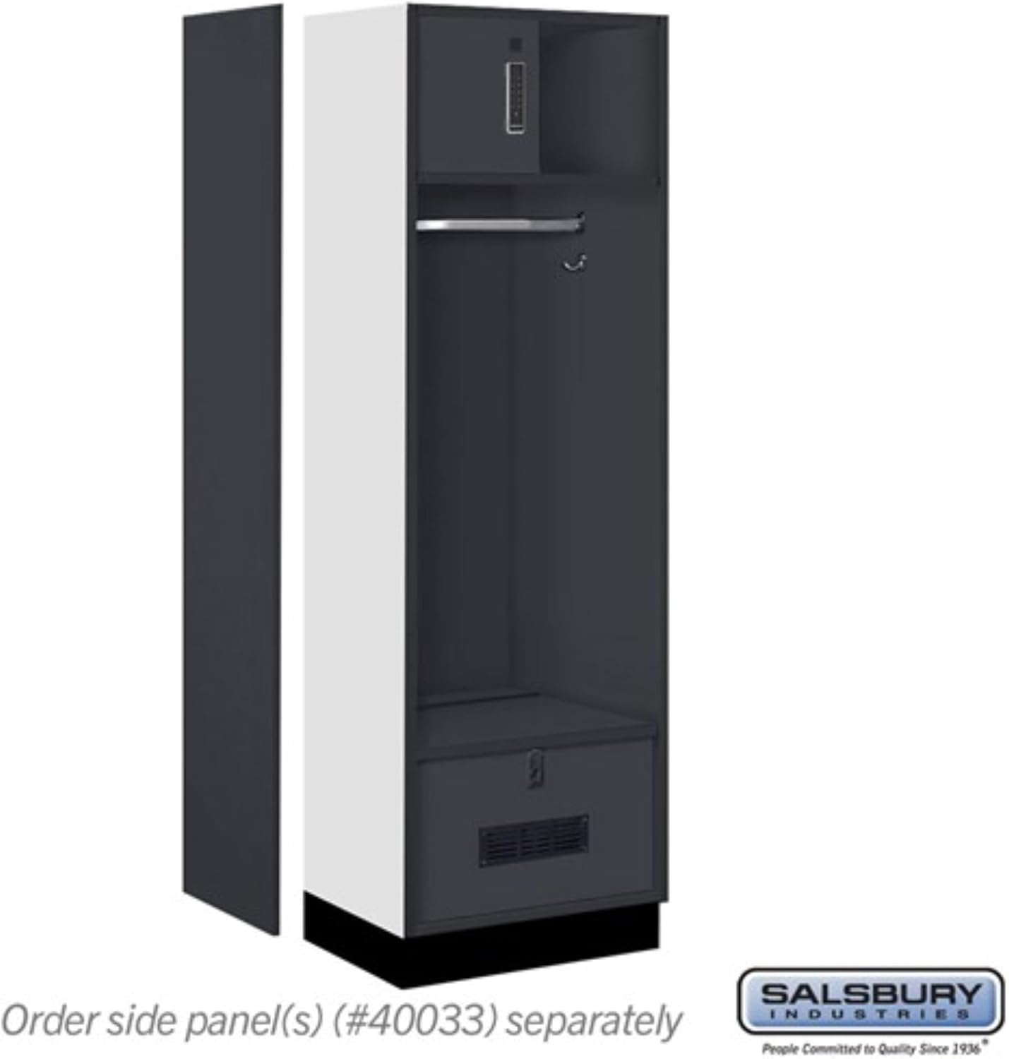 Salsbury 24" Wide Premier Wood Open Access Locker - 6 Feet High - 18 Inches Deep - Carbon Mesh - Black Electronic Locks