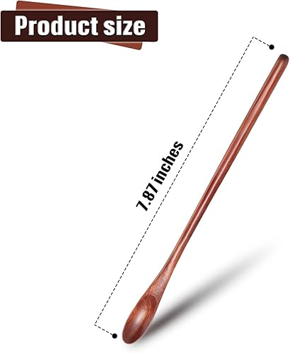 Miniatura 2 de 4 cucharas de madera para mezclar café de mango largo, cucharas de té helado de madera, cuchara pequeña para mezclar café, té, bebidas, 7.87 pulgadas