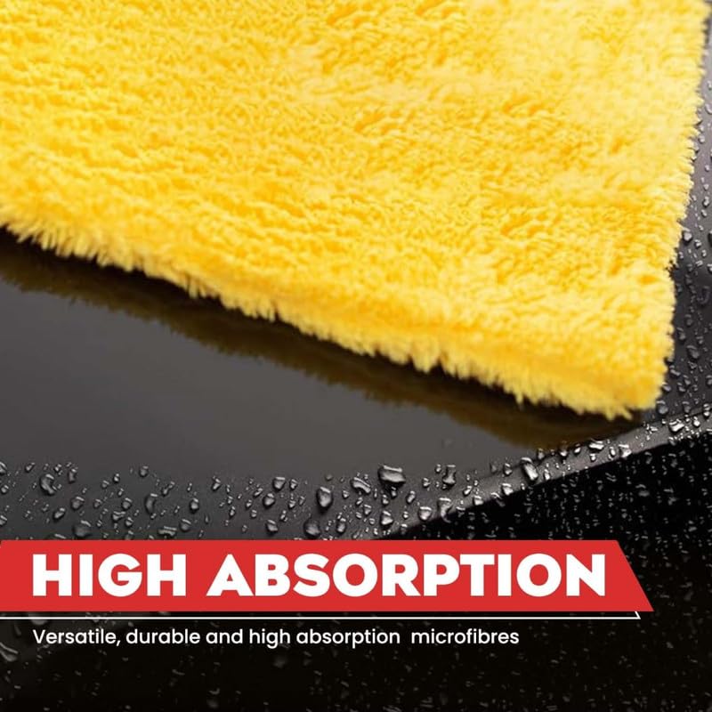 Image of Microfiber Cleaning Towels for Car Detailing and Home Use, Highly Absorbent Lint Free Cloth for Glass, Kitchen Surfaces (Pack of 3)