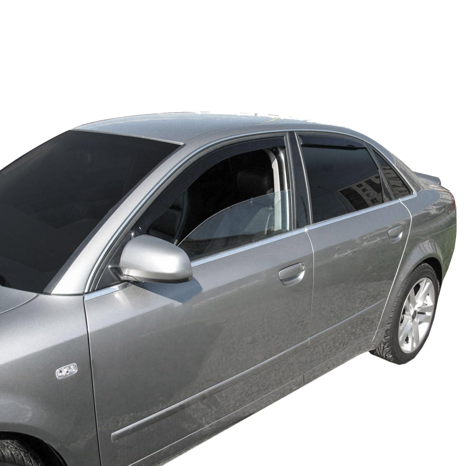 J&J AUTOMOTIVE GP Windabweiser passend für Audi A4 B6 / B7 4-Türer Limousine 2000-2009 4tlg, Vorne und Hinten Regenabweiser Passform Getönt Schwarz