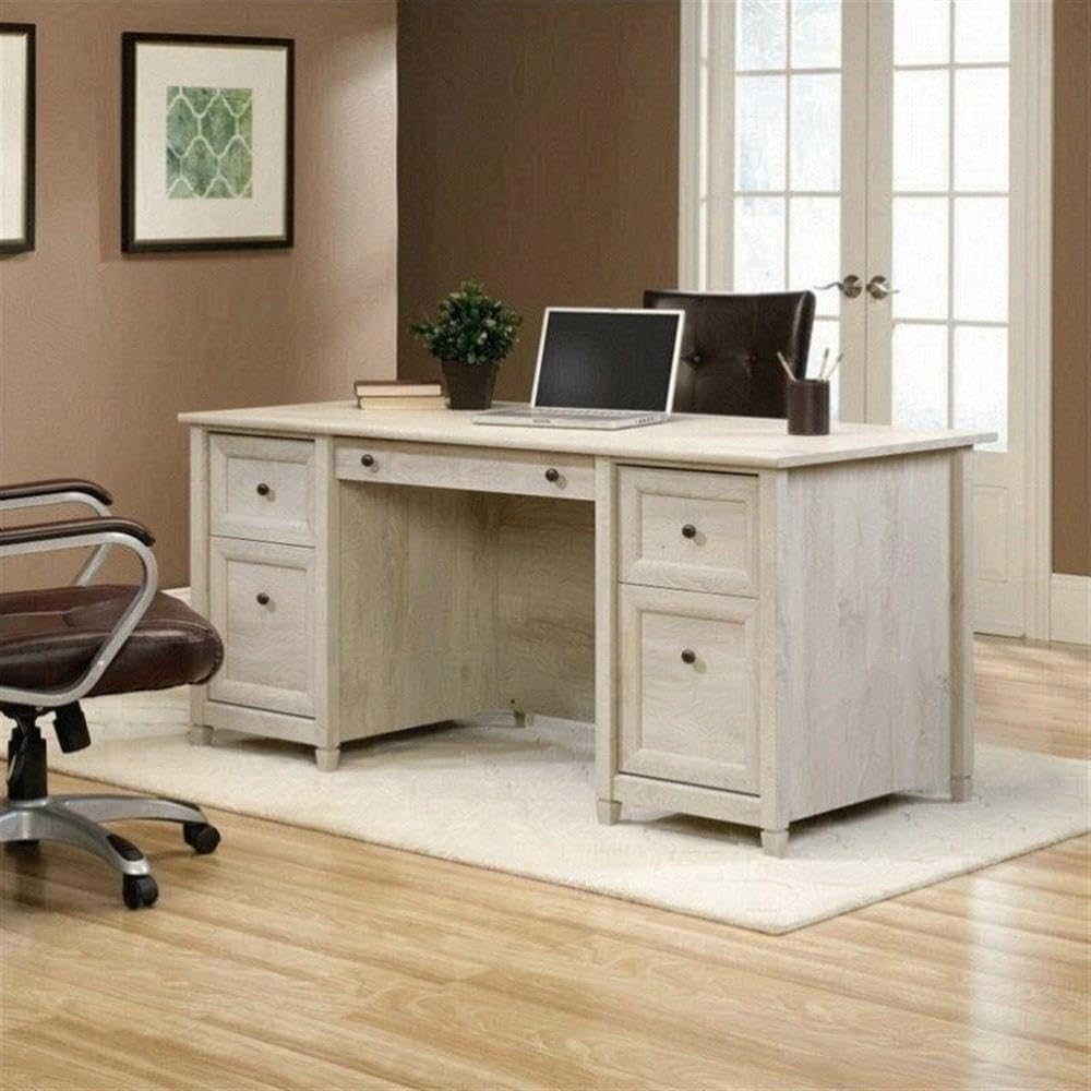 Scranton & Co Executive Desk, 65 in Wide Engineered Wood, Chalked Chestnut Finish, 4 Drawers with Keyboard Tray, Spacious Office Desk for Home or Workspace