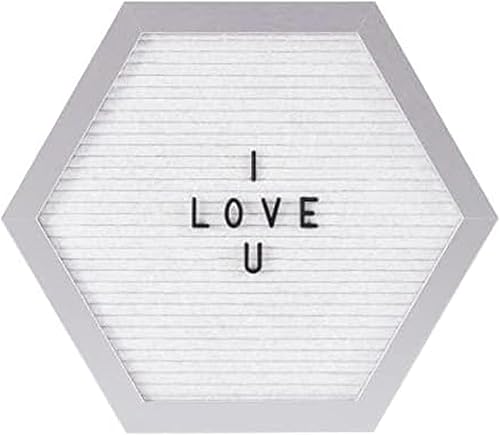 Miniatura 6 de Melannco Tablero de letras de fieltro, hexagonal, con letras y números, para anuncios, blanco y plateado