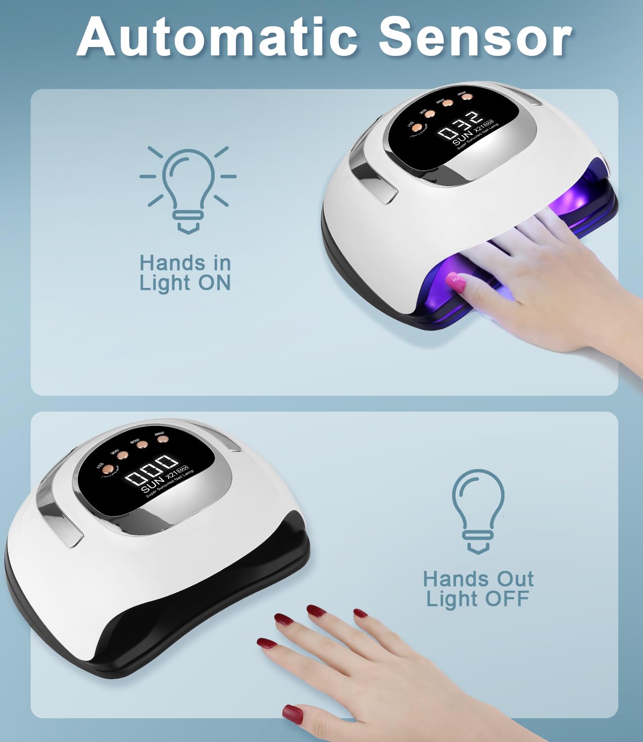 320W Lampada UV LED Unghie, Professionale 72 sfere di lampada a LEDs, Semipermanente Curare Rapidamente Pedicure Fornetto per Tutti i Smalti, Automatico Sensore per Manicure a Casa e in Salone